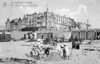 carte postale ancienne de Knokke Villas sur la Digue et la plage.