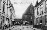 carte postale ancienne de Menin Rue d'Ypres et Eglise St-François