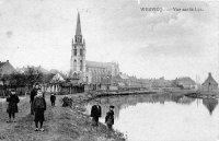 carte postale ancienne de Wervicq Vue sur la Lys