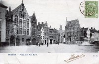 carte postale ancienne de Bruges Place Jean Van Eyck