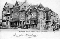 carte postale ancienne de La Panne Coin de la Dique et de la rue Bonzel