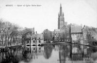 carte postale ancienne de Bruges Dyver et Eglise Notre-Dame