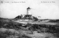 carte postale ancienne de Coxyde Les dunes et le moulin