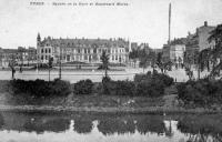 carte postale ancienne de Ypres Square de la gare et Boulevard Malou