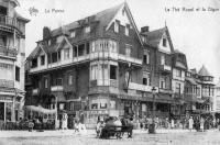 carte postale ancienne de La Panne Le thé royal et la digue