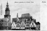 carte postale ancienne de Furnes Maisons restaurées de la Grand Place