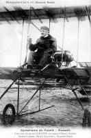 carte postale ancienne de Aviateurs Chevalier Jules de Laminne - pionnier de l'aviation Belge sur un avion Farman à Kiewit