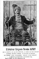carte postale ancienne de Aviateurs L'aviateur Liégeois Nicolas Kinet à bord de son biplan Farman, moteur Gnome