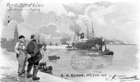carte postale ancienne de Paquebots Red Star Line Antwerpen - New York  S. S. Zeeland 28th june 1902