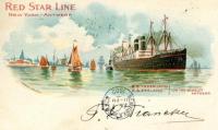 carte postale ancienne de Paquebots Red Star Line  New York- Antwerp S. S. Zeeland S.S Vaderland on the Scheldt