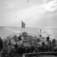 Mer du Nord A la poupe de la male Prince Baudouin en route vers Douvres