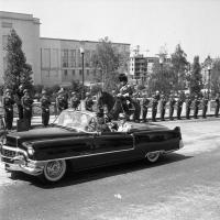 Bruxelles Le Négus et le roi baudouin en Cadillac