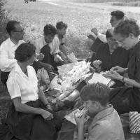 France Pique-Nique en famille sur la route vers la Normandie