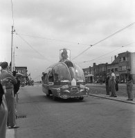 Côte Belge Le bus du journal l'équipe lors du tour de France 1954